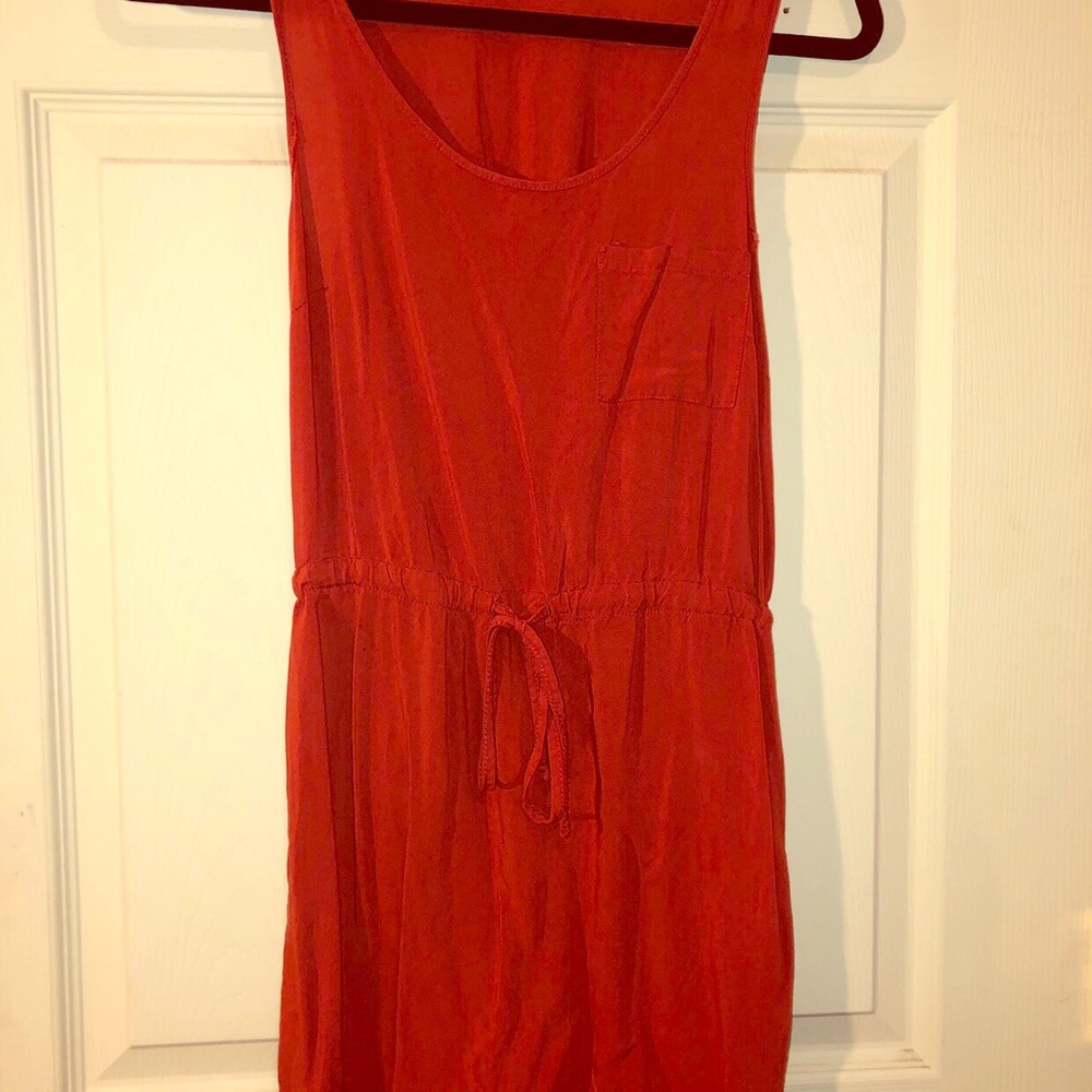 Rust tie waist dress